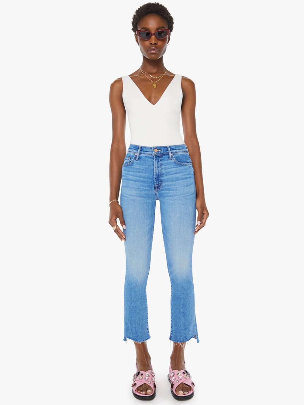 MOTHER The Insider Crop Step Frayed Hem Out of the Blue Jean